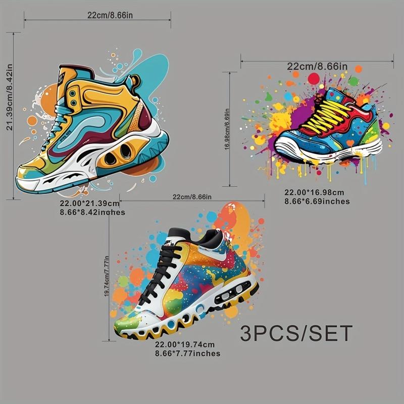 3pcs Set Shoes HTV Vinyl Iron-On Transfer Decals