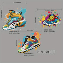 3pcs Set Shoes HTV Vinyl Iron-On Transfer Decals
