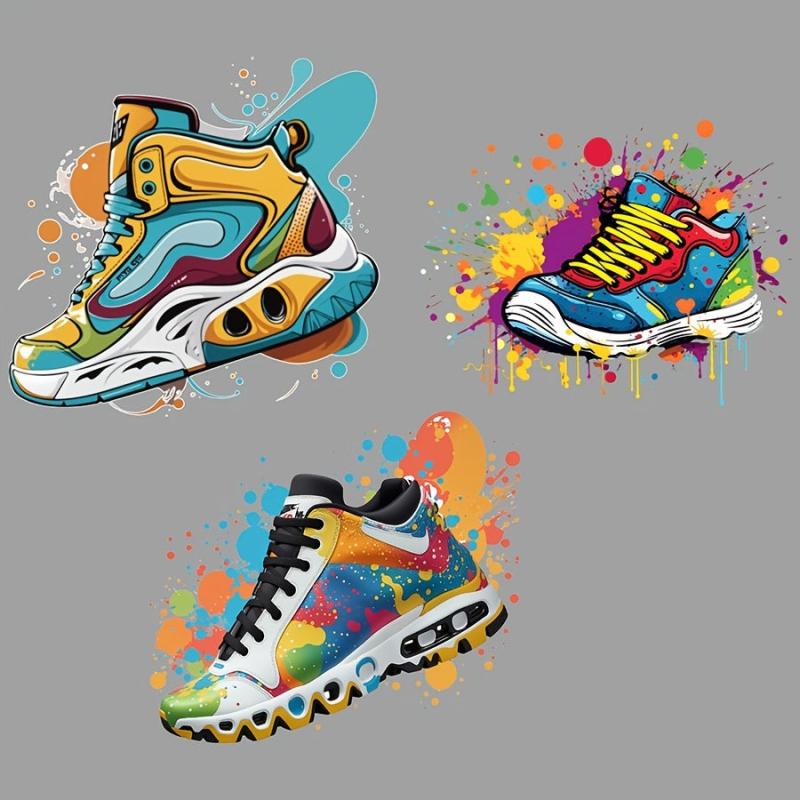 3pcs Set Shoes HTV Vinyl Iron-On Transfer Decals