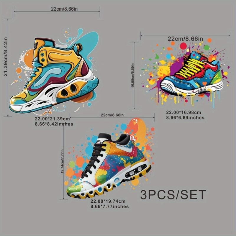 3pcs Set Shoes HTV Vinyl Iron-On Transfer Decals