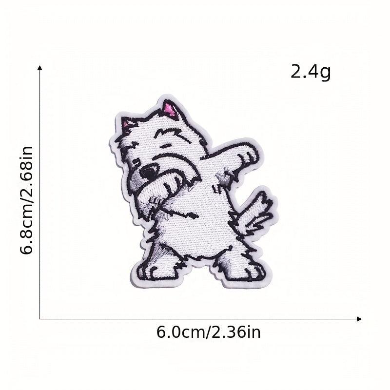 5pcs Doggy Iron On Patches Sew On Embroidered Applique Repair Patch DIY Crafts