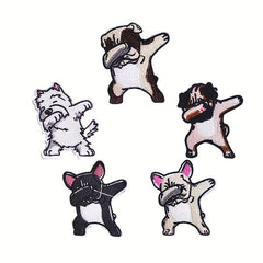 5pcs Doggy Iron On Patches Sew On Embroidered Applique Repair Patch DIY Crafts
