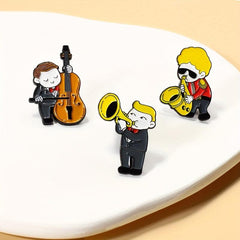 Musician Brooch Trumpet Saxophone Violin