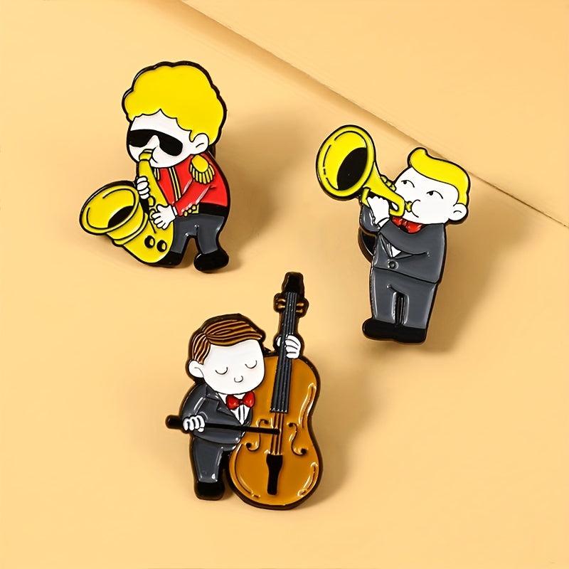 Musician Brooch Trumpet Saxophone Violin