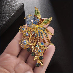 Colorful Zircon Peacock Brooch Banquet Fine Jewelry
