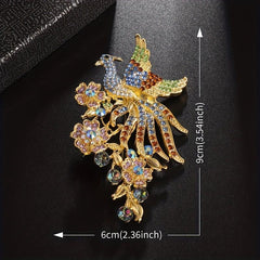 Colorful Zircon Peacock Brooch Banquet Fine Jewelry
