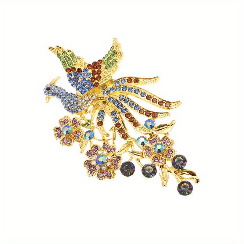 Colorful Zircon Peacock Brooch Banquet Fine Jewelry