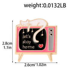 Creative Kitten TV Brooch Enamel Pin Anti-Exposure Waist Backpack Accessory