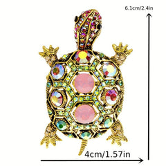 Men's Turtle Brooch with Rhinestones