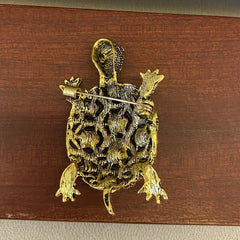 Men's Turtle Brooch with Rhinestones