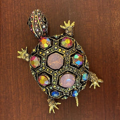 Men's Turtle Brooch with Rhinestones