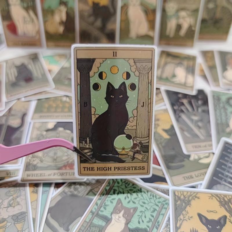 72 Pcs Cat Tarot Horoscope Stickers Waterproof Vinyl Stickers DIY Gift