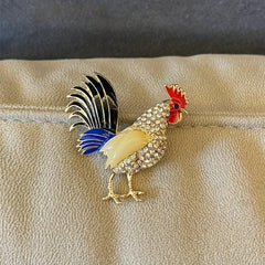 Crystal Rhinestone Chicken Brooch Pin for Women