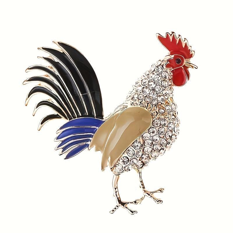 Crystal Rhinestone Chicken Brooch Pin for Women