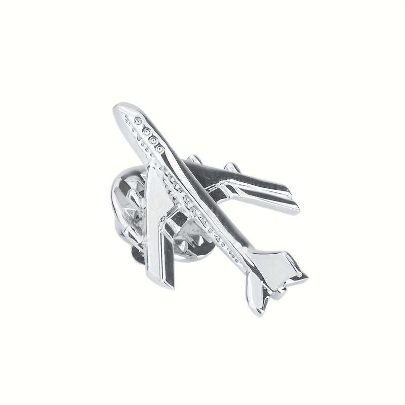 Men's Silver Airplane Brooch Retro Lapel Pin Suit Collar Corsage