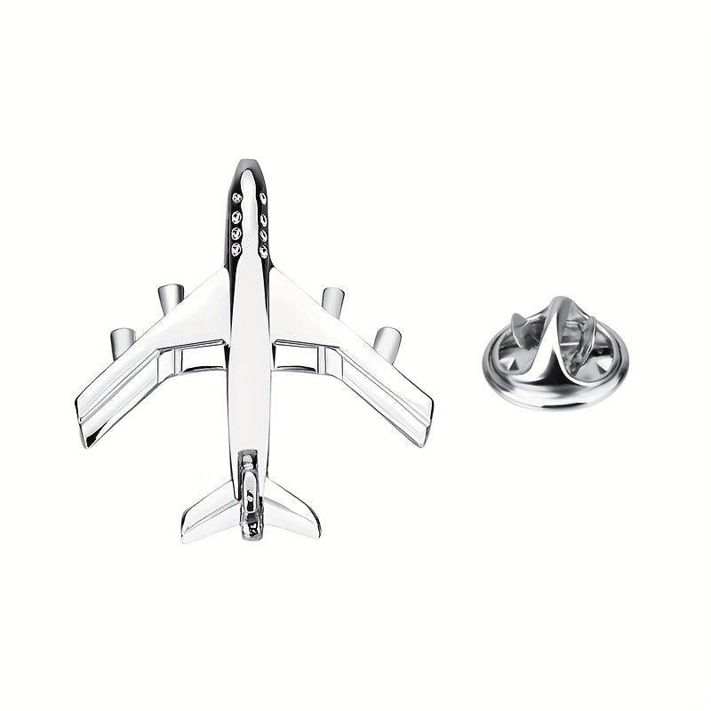 Men's Silver Airplane Brooch Retro Lapel Pin Suit Collar Corsage