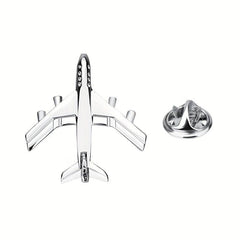 Men's Silver Airplane Brooch Retro Lapel Pin Suit Collar Corsage