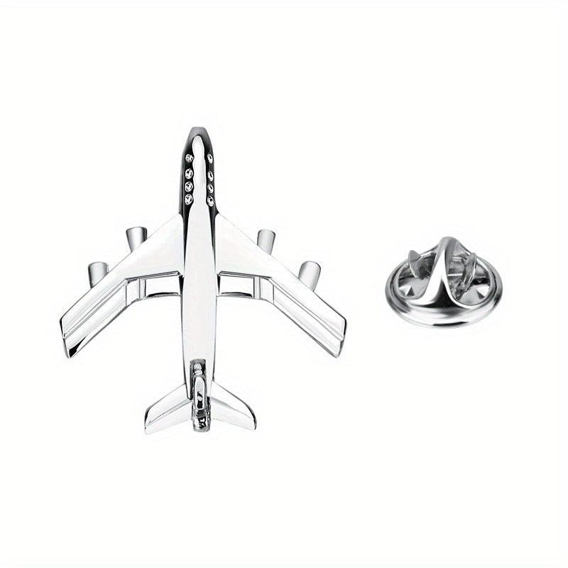 Men's Silver Airplane Brooch Retro Lapel Pin Suit Collar Corsage