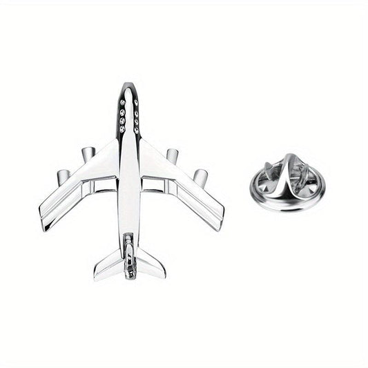 Men's Silver Airplane Brooch Retro Lapel Pin Suit Collar Corsage