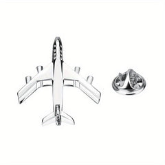 Men's Silver Airplane Brooch Retro Lapel Pin Suit Collar Corsage