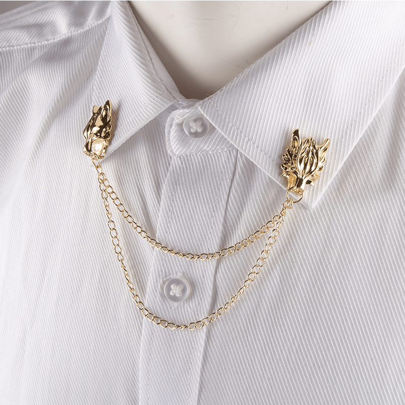 Alloy Dragon Head Shirt Collar Pin Suit Accessories Brooch Men's Decorations