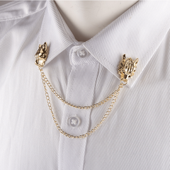 Alloy Dragon Head Shirt Collar Pin Suit Accessories Brooch Men's Decorations