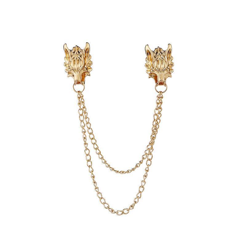 Alloy Dragon Head Shirt Collar Pin Suit Accessories Brooch Men's Decorations