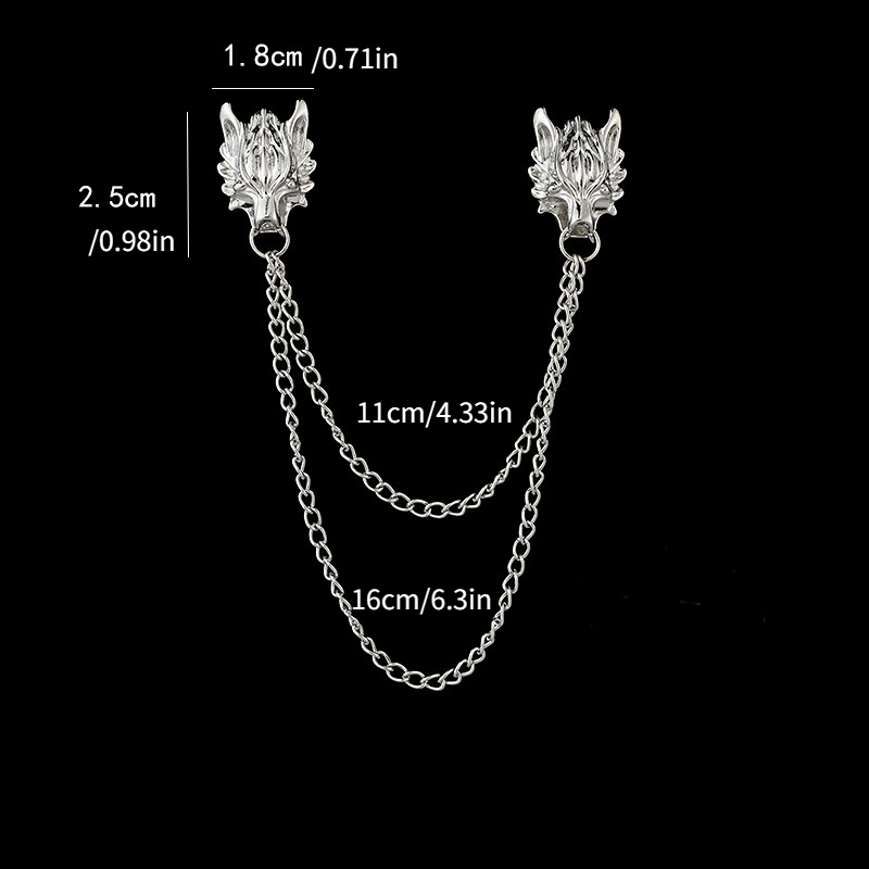 Alloy Dragon Head Shirt Collar Pin Suit Accessories Brooch Men's Decorations