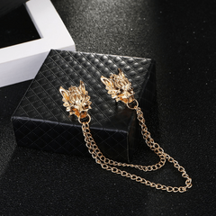Alloy Dragon Head Shirt Collar Pin Suit Accessories Brooch Men's Decorations