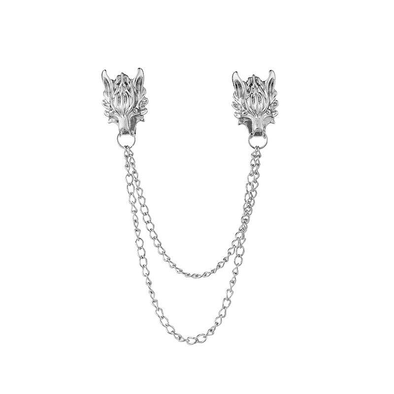 Alloy Dragon Head Shirt Collar Pin Suit Accessories Brooch Men's Decorations
