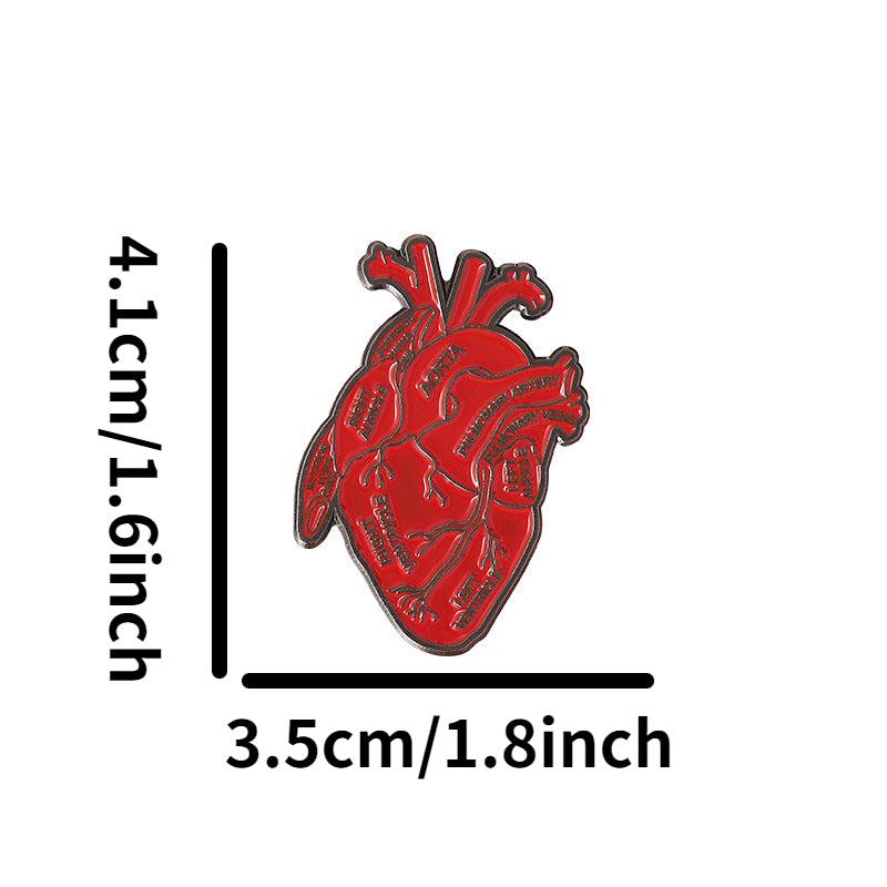 Unique Red Heart Alloy Brooch for Men