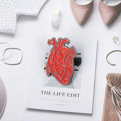 Unique Red Heart Alloy Brooch for Men