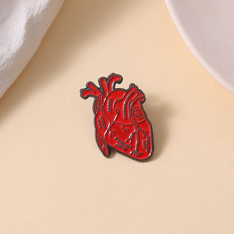 Unique Red Heart Alloy Brooch for Men