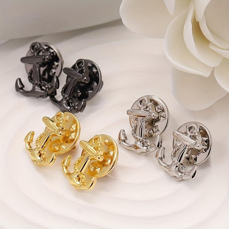 3pcs Boat Anchor Brooch Suit Shirt Woolen Coat Diy Creative Brooch