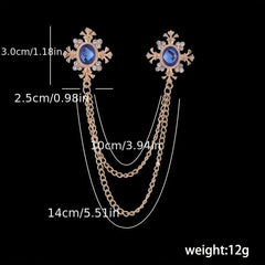 Men's Cross Coat Collar Chain Women's Tassel Rhinestone Brooch