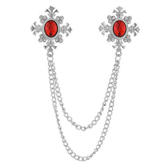 Men's Cross Coat Collar Chain Women's Tassel Rhinestone Brooch