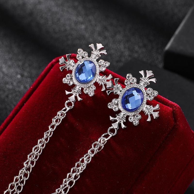 Men's Cross Coat Collar Chain Women's Tassel Rhinestone Brooch