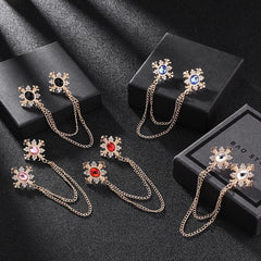 Men's Cross Coat Collar Chain Women's Tassel Rhinestone Brooch