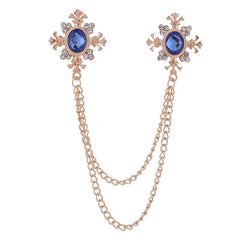 Men's Cross Coat Collar Chain Women's Tassel Rhinestone Brooch