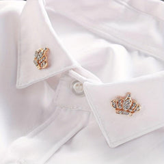 Rhinestone Collar Pin Crown Brooch Metal Button