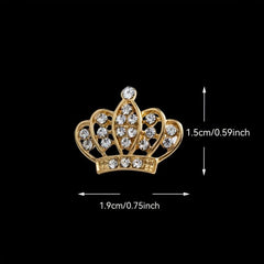 Rhinestone Collar Pin Crown Brooch Metal Button