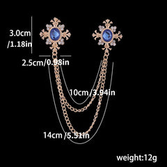 Men's Corsage Cross Collar Chain Rhinestone Brooch Pin