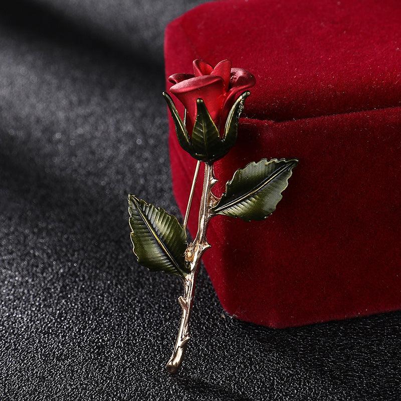 1pc Literary Retro Pin Rose Flower Brooch High-end Corsage Gift
