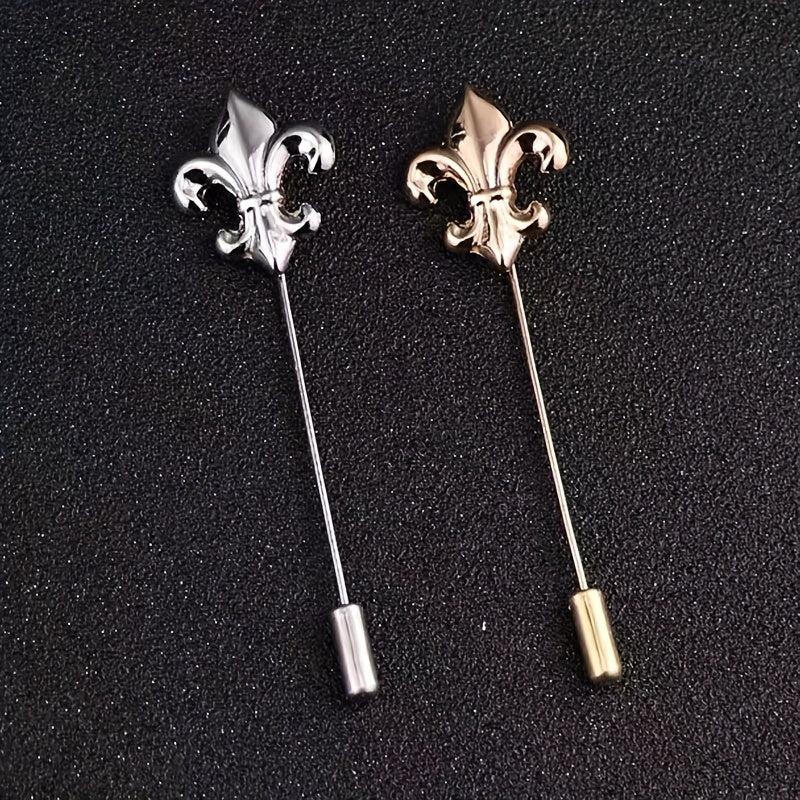 Vintage Military Style Flower Brooch Long Pin for Men