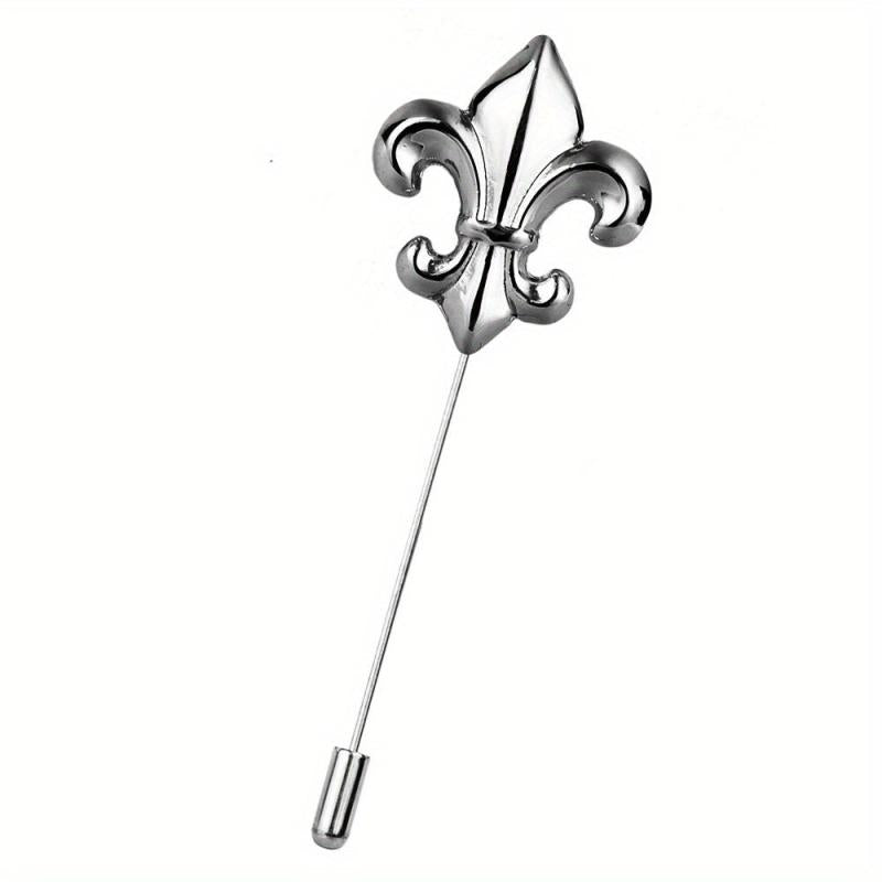 Vintage Military Style Flower Brooch Long Pin for Men