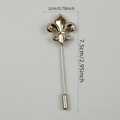 Vintage Military Style Flower Brooch Long Pin for Men