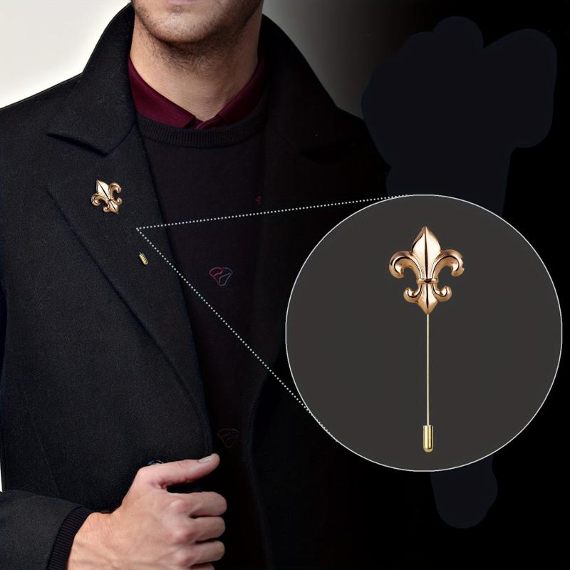 Vintage Military Style Flower Brooch Long Pin for Men