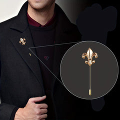 Vintage Military Style Flower Brooch Long Pin for Men