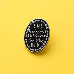 Graduation Enamel Brooch Lapel Pin Inspirational She Believed She Could