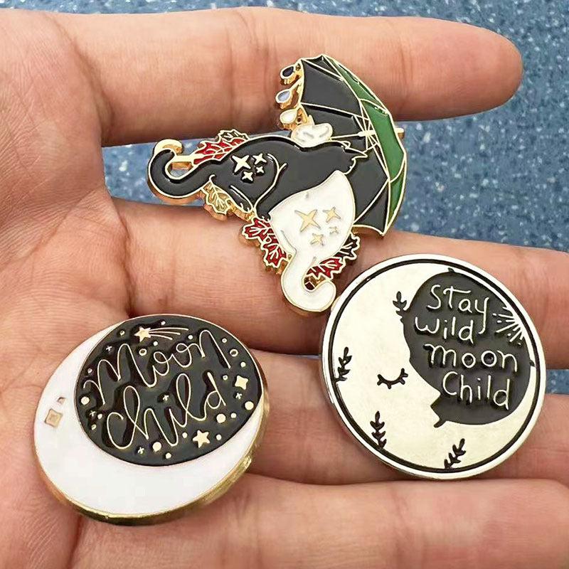 Magic Cat Moon Child Enamel Pin Men's Gift
